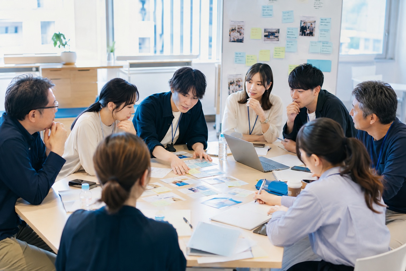 事業終了後に成果と課題を振り返るイメージ